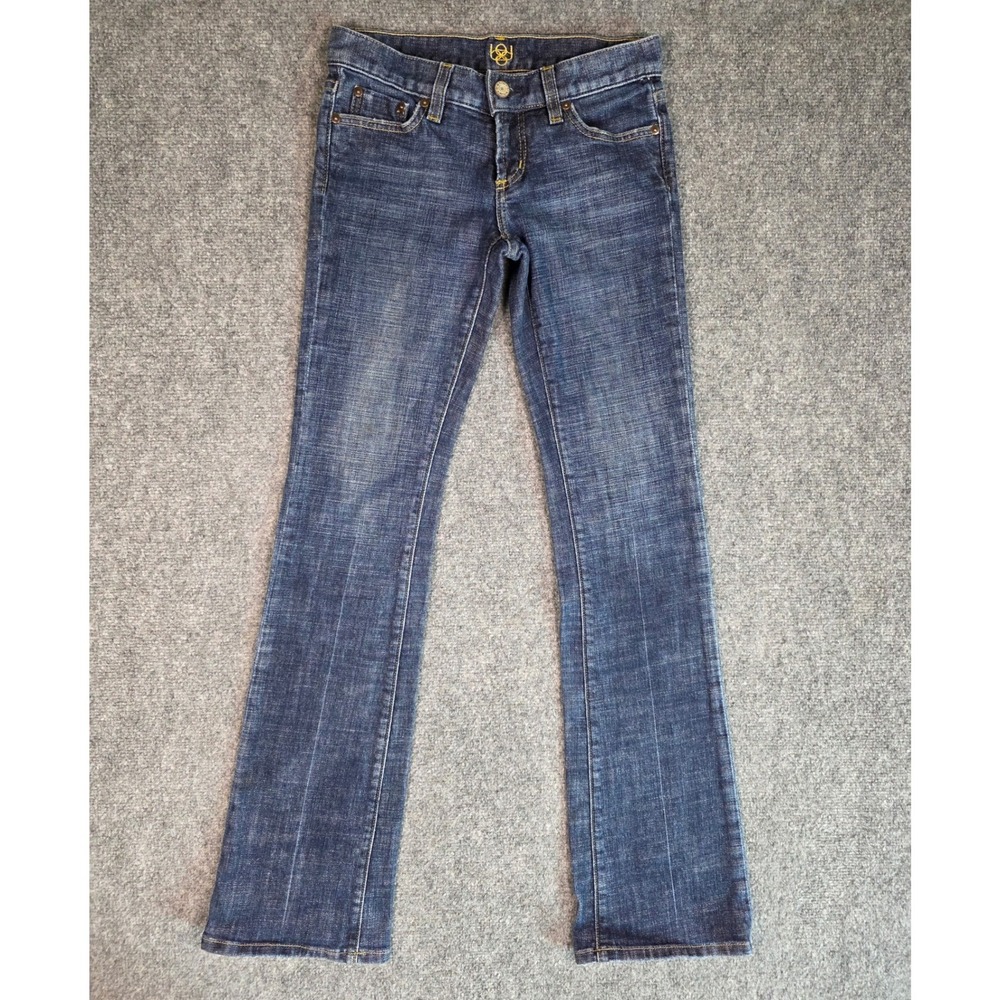 Y2K Bebe Carmen Low Rise Bootcut Jeans Womens 27 Dark Wash Made in USA Stretch